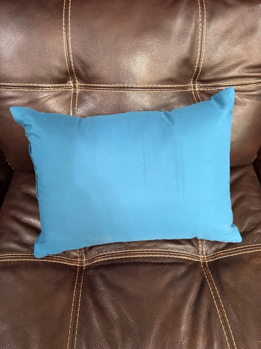 Teal Blue Decorative Throw Pillow with Silver Leaf Embroidery